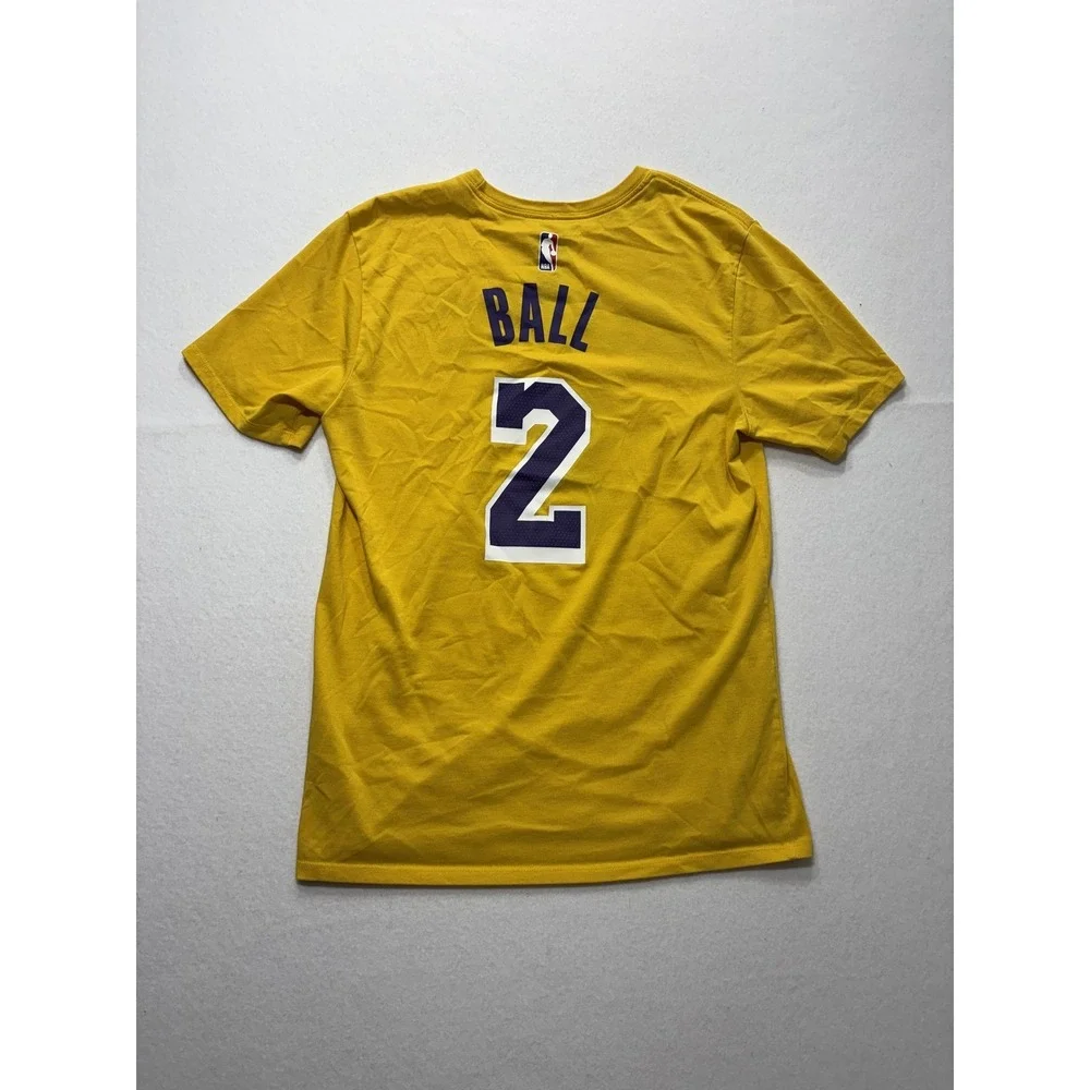 Los Angeles Lakers Shirt Mens Medium Yellow NBA Lonzo Ball Nike Dri Fit
